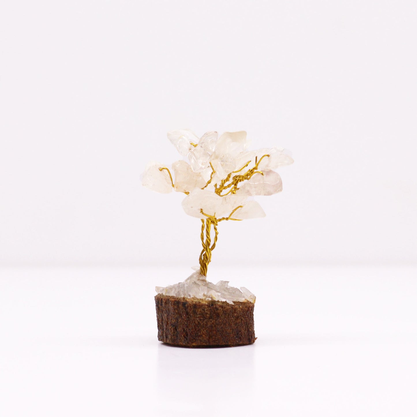 Mini Gemstone Trees On Wood Base - Clear Quartz (15 stones)