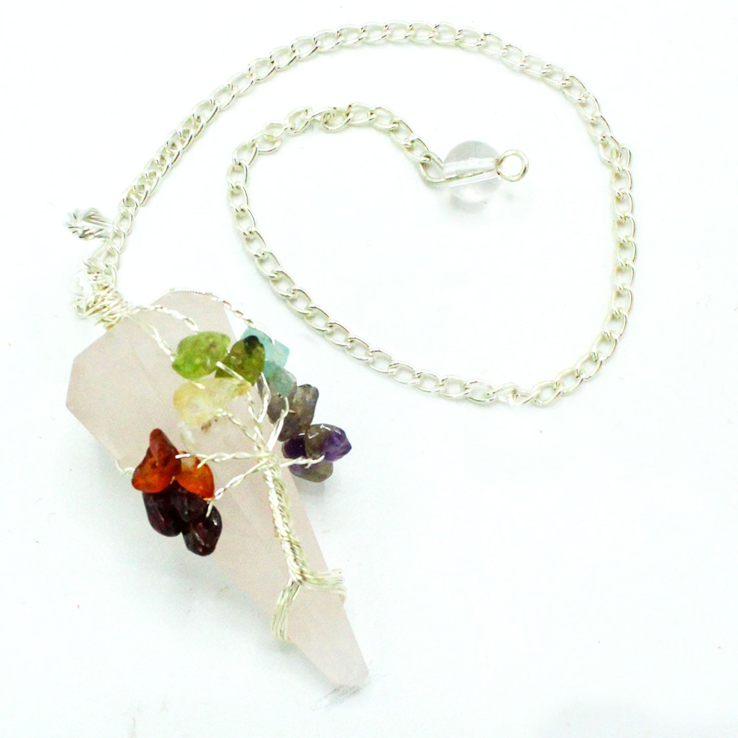 Crystal Pendulum - Seven Chakra - Rose Quartz