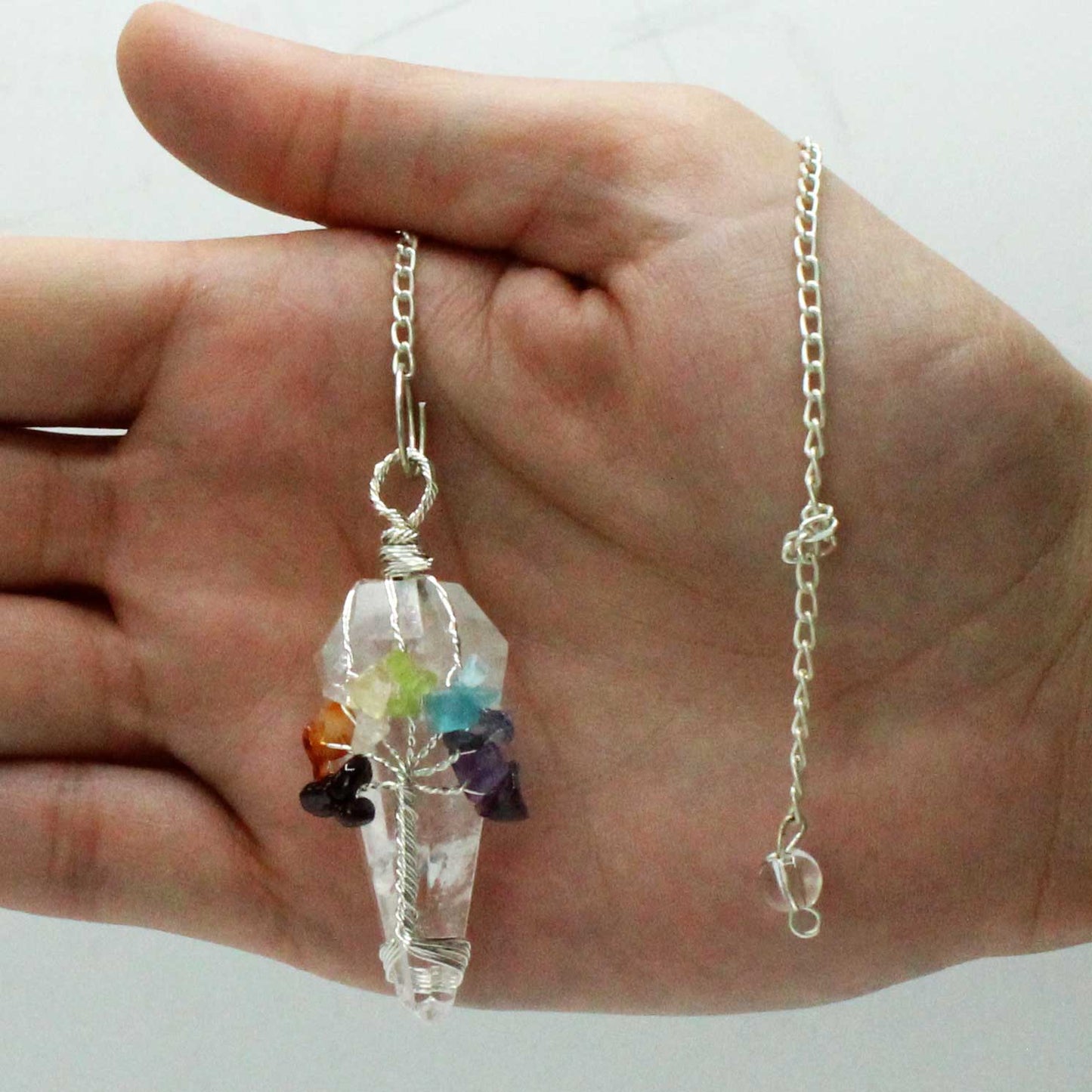 Crystal Pendulum - Seven Chakra - Rock Quartz