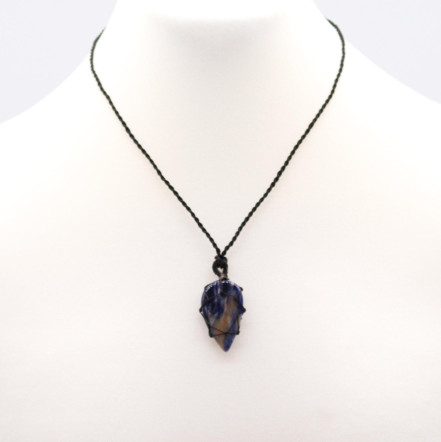 Laced Gemstone Teardrop Pendant - Sodalite