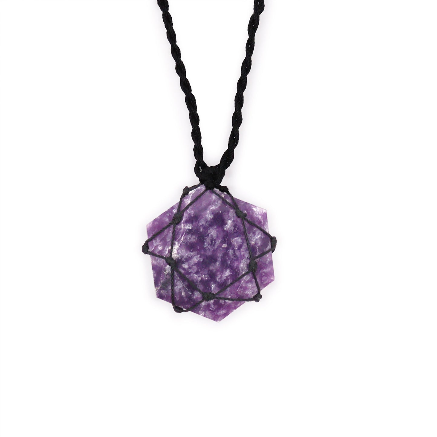 Laced Gemstone Hexagon Pendant - Lepidolite