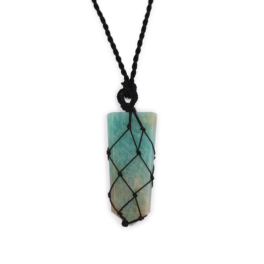 Laced Gemstone Flat Point Pendant - Amazonite