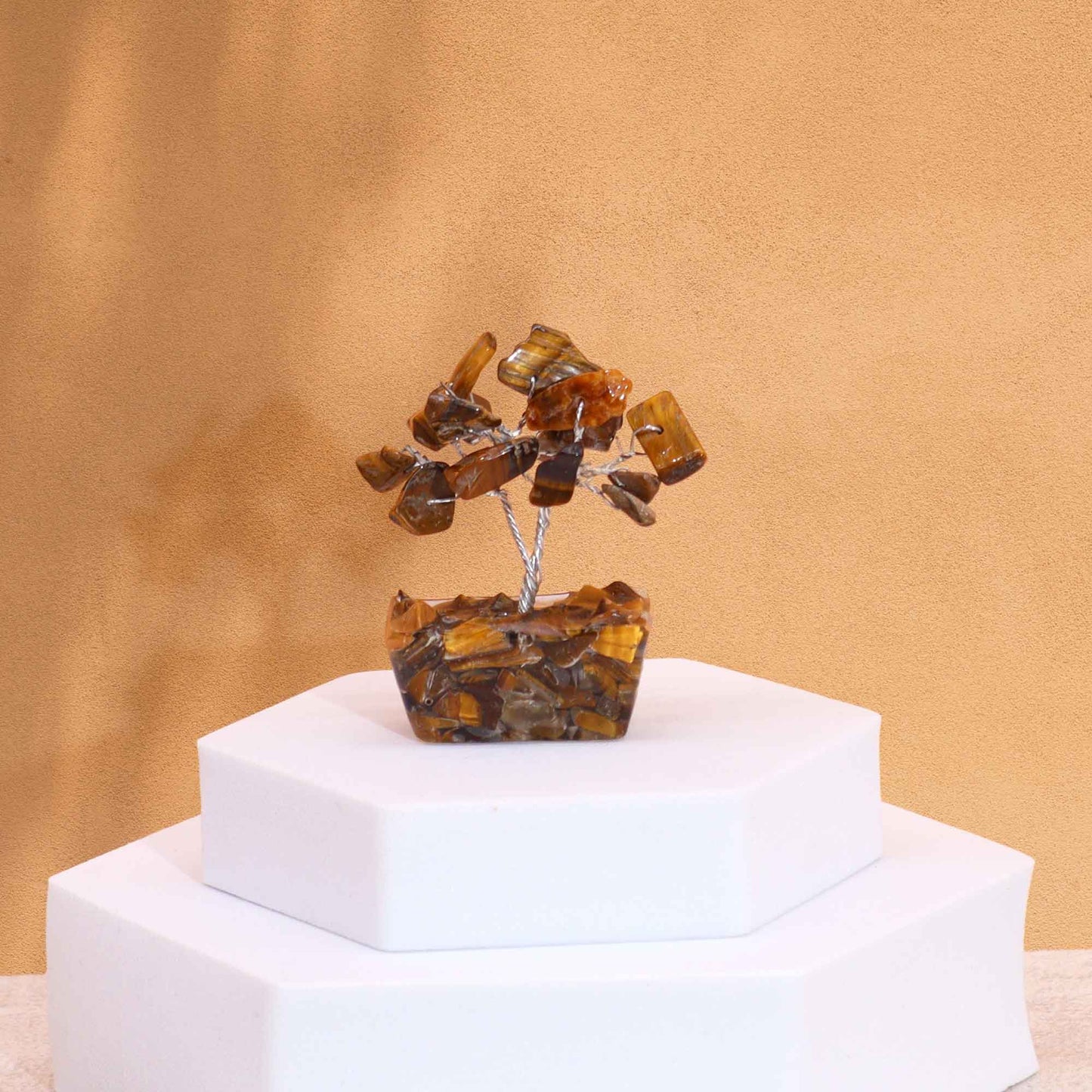 Mini Gemstone Trees On Orgonite Base - Tigereye (15 stones)