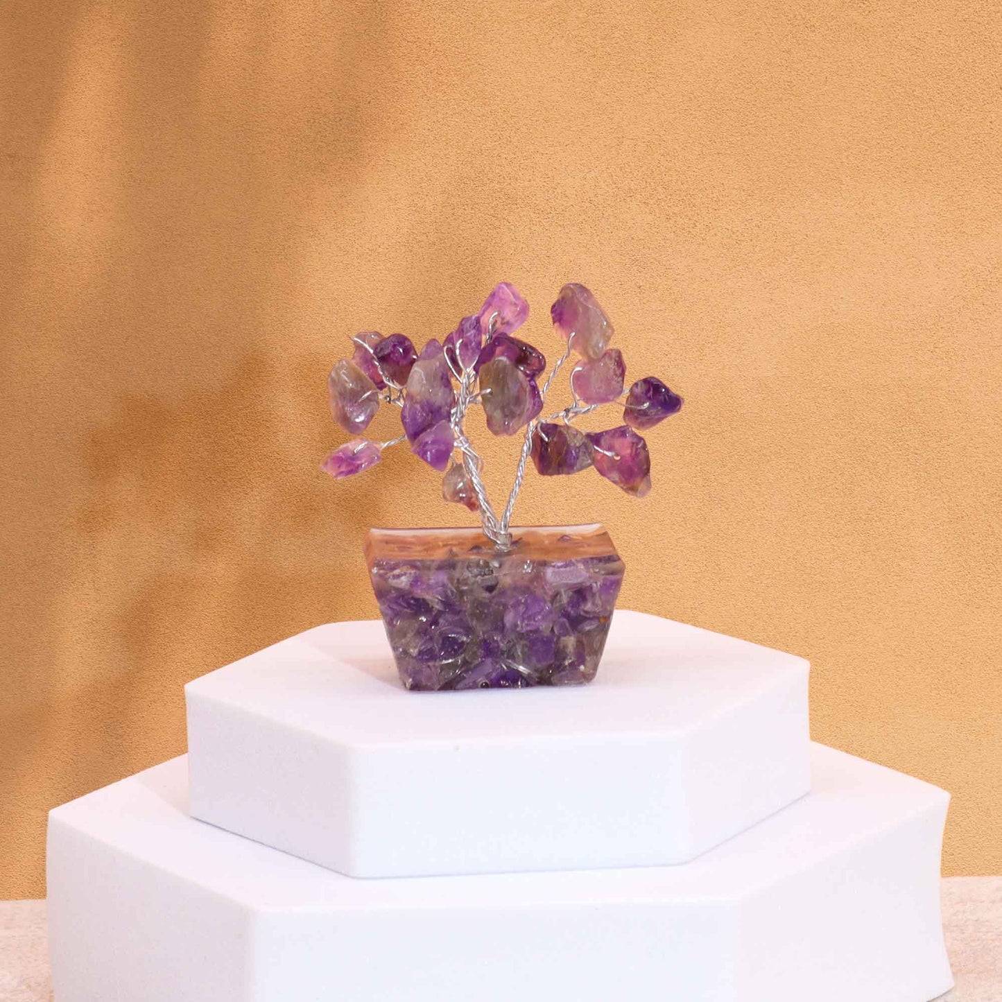 Mini Gemstone Trees On Orgonite Base - Amethyst (15 stones)