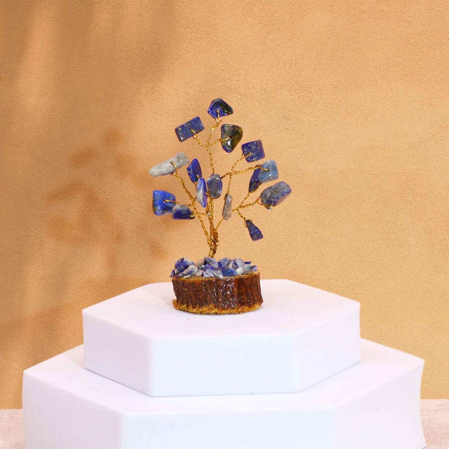 Mini Gemstone Trees On Wood Base - Sodalite (15 stones)