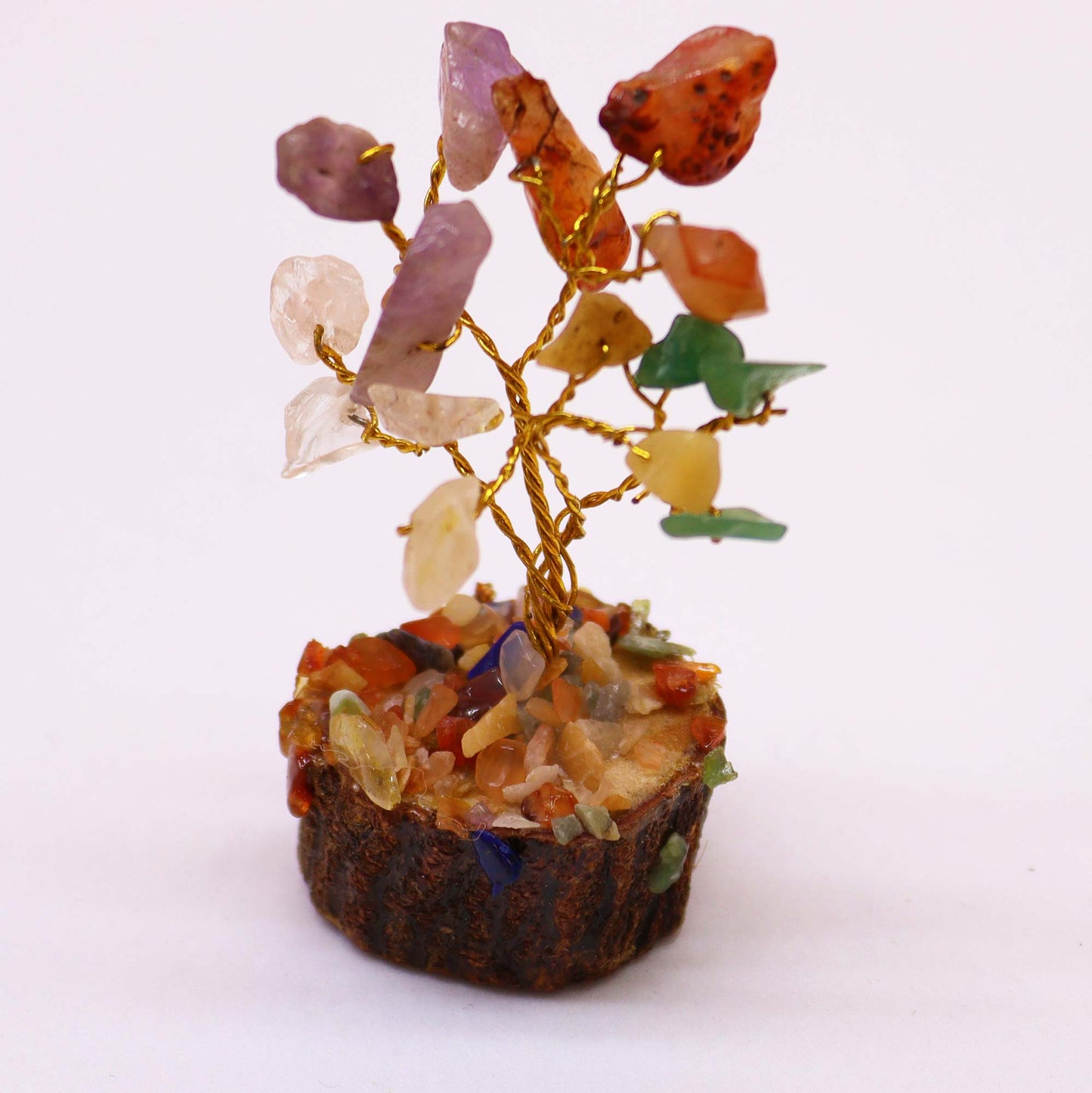 Mini Gemstone Trees On Wood Base - Multi Stones (15 stones)