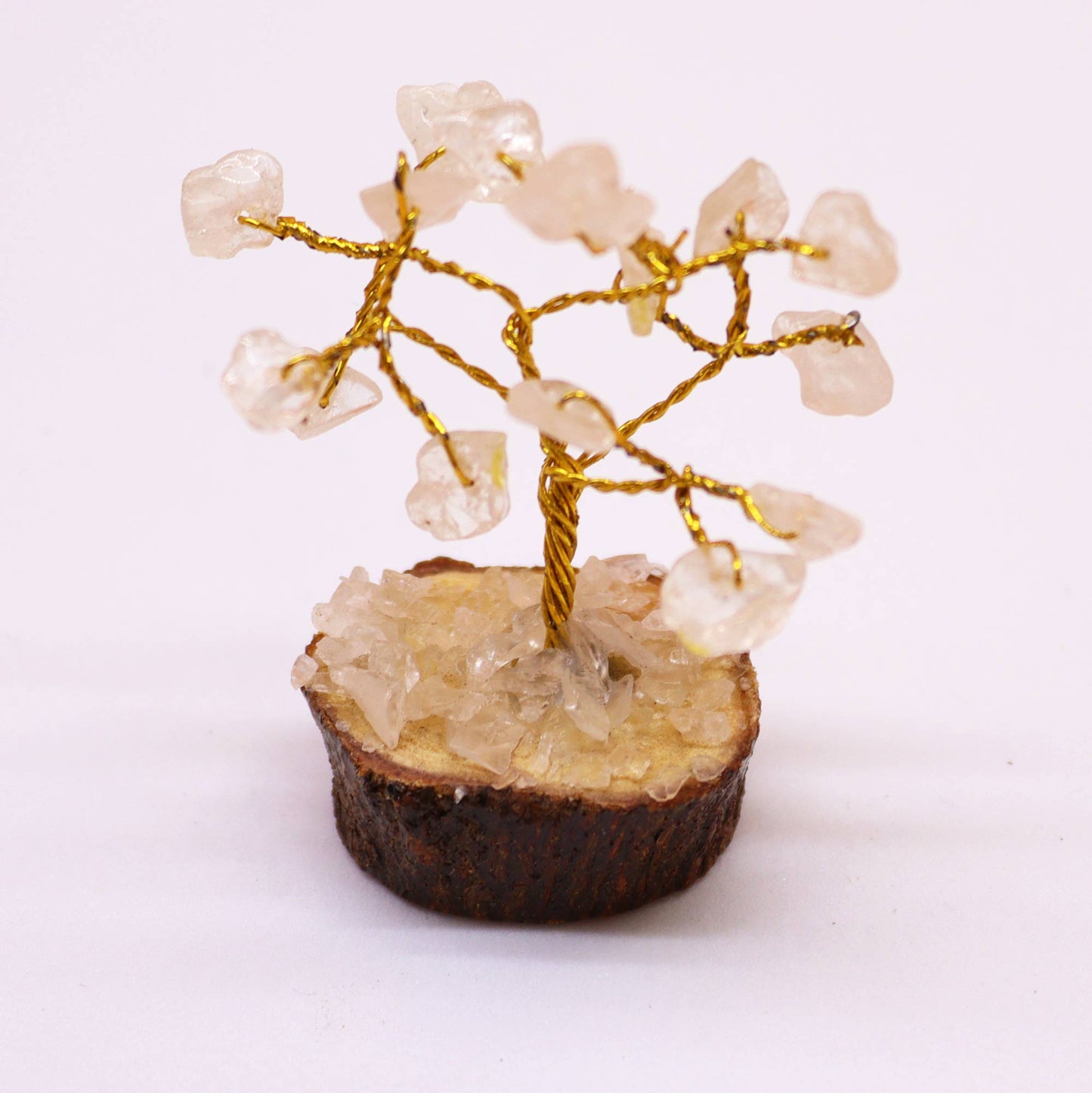 Mini Gemstone Trees On Wood Base - Clear Quartz (15 stones)