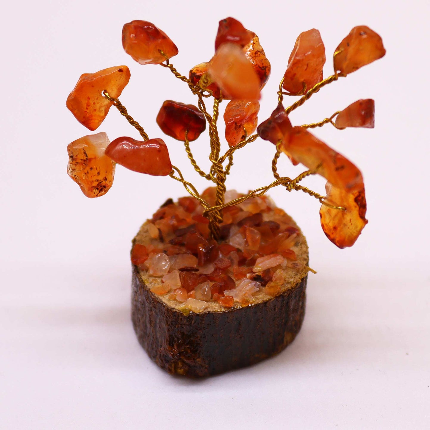 Mini Gemstone Trees On Wood Base - Carnelian (15 stones)