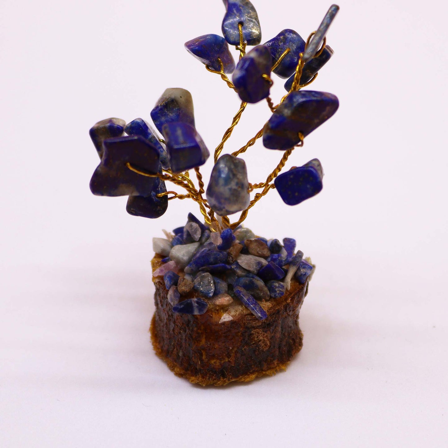 Mini Gemstone Trees On Wood Base - Sodalite (15 stones)