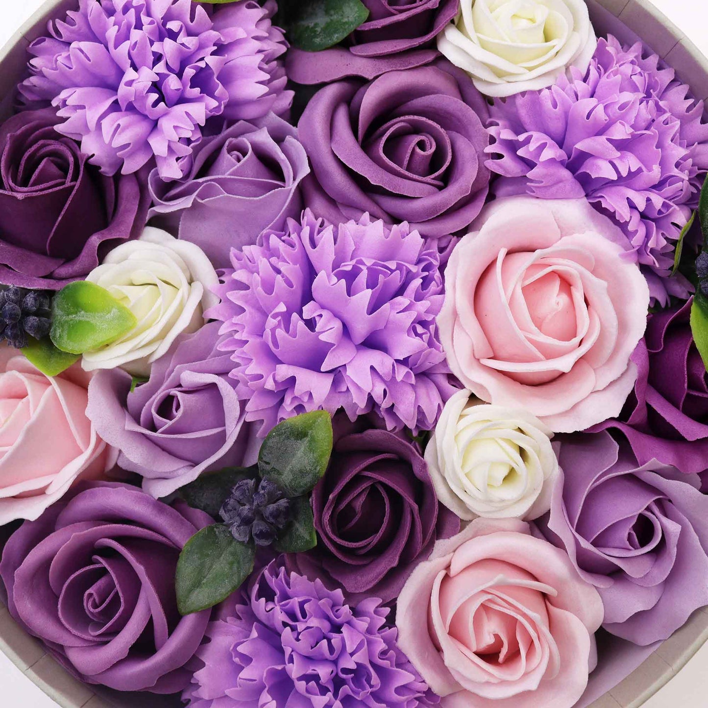 Round Soap Arrangement Box - Lavender Rose & Carnation