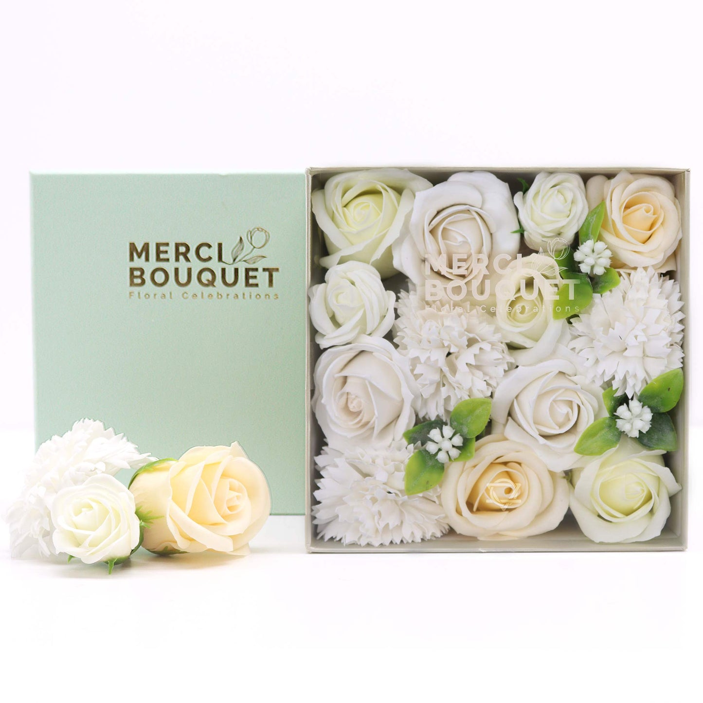 Square Soap Arrangement Box - Wedding Blessings - White & Ivory