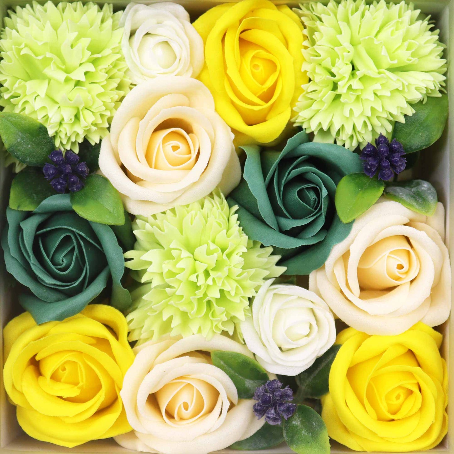 Square Soap Arrangement Box - Spring Celibrations - Yellow & Greens