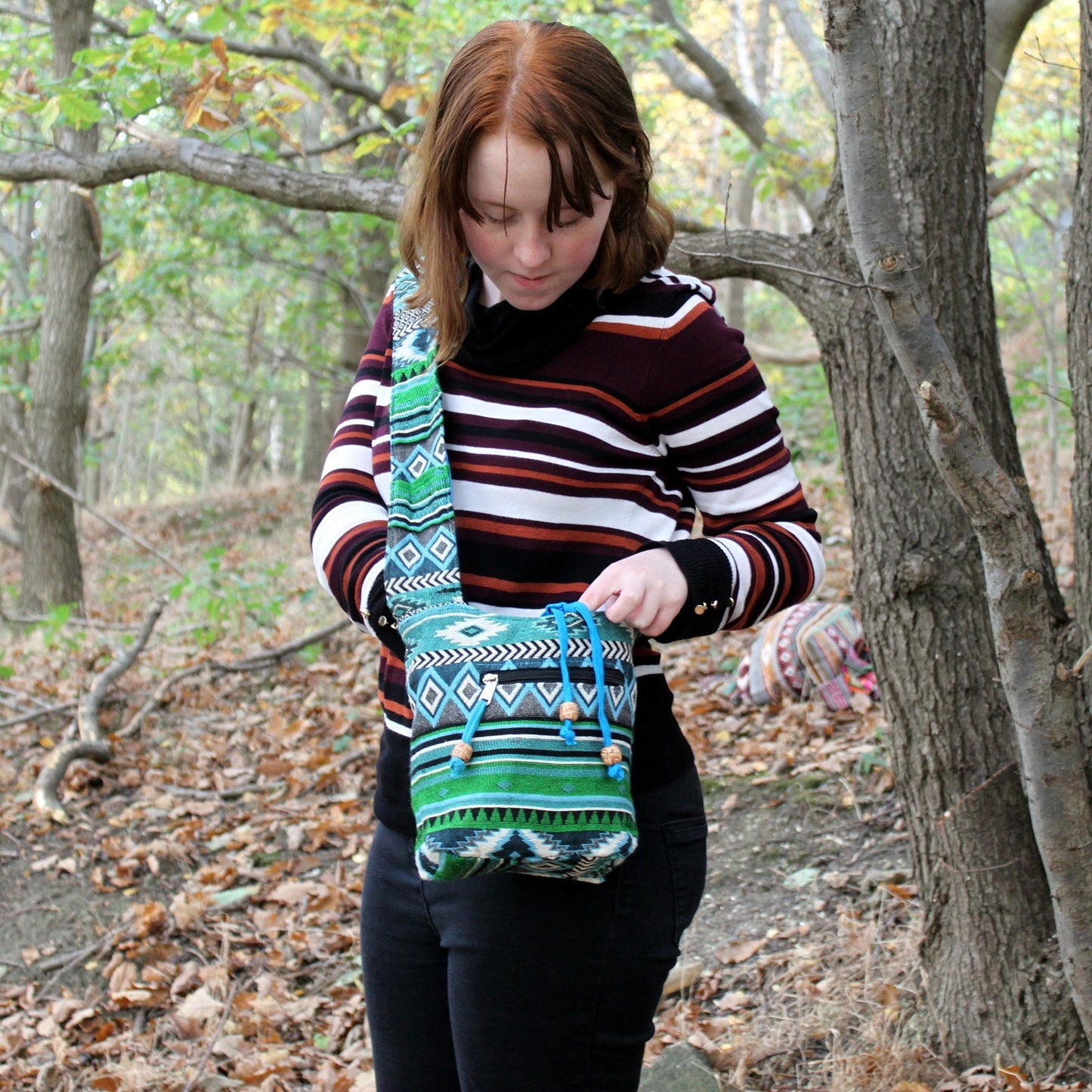 Jacquard Bag - Teal Sling Bag