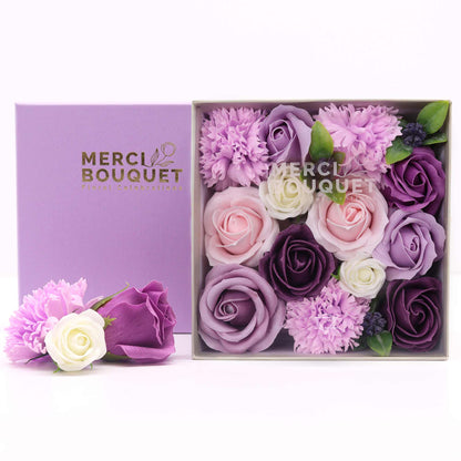Square Soap Arrangement Box - Lavender Rose & Carnation