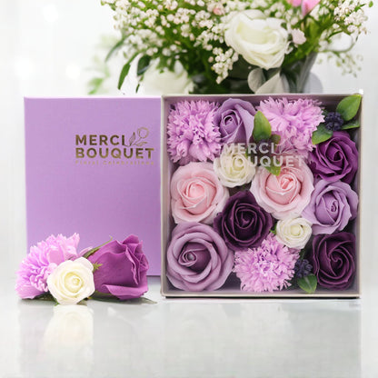 Square Soap Arrangement Box - Lavender Rose & Carnation