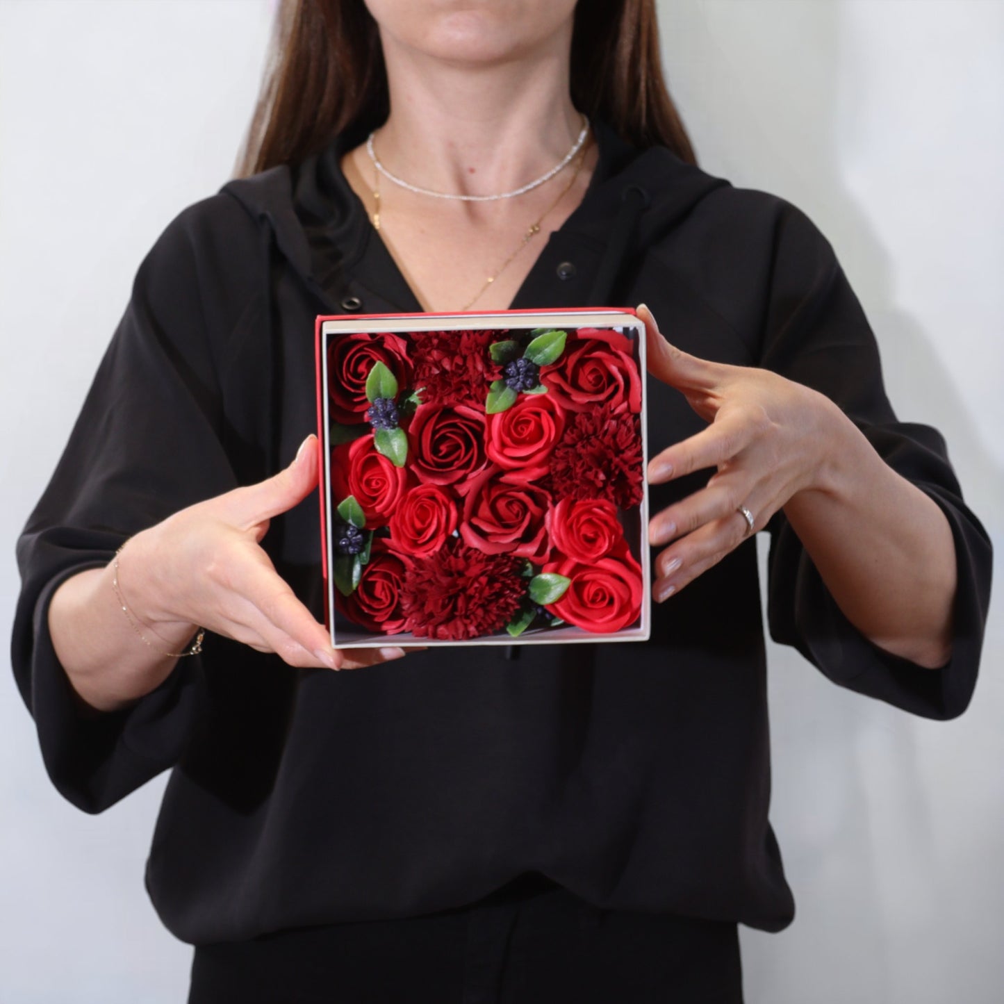 Square Soap Arrangement Box - Classic Red Roses