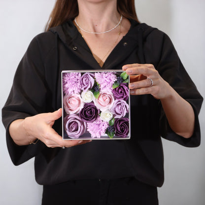 Square Soap Arrangement Box - Lavender Rose & Carnation
