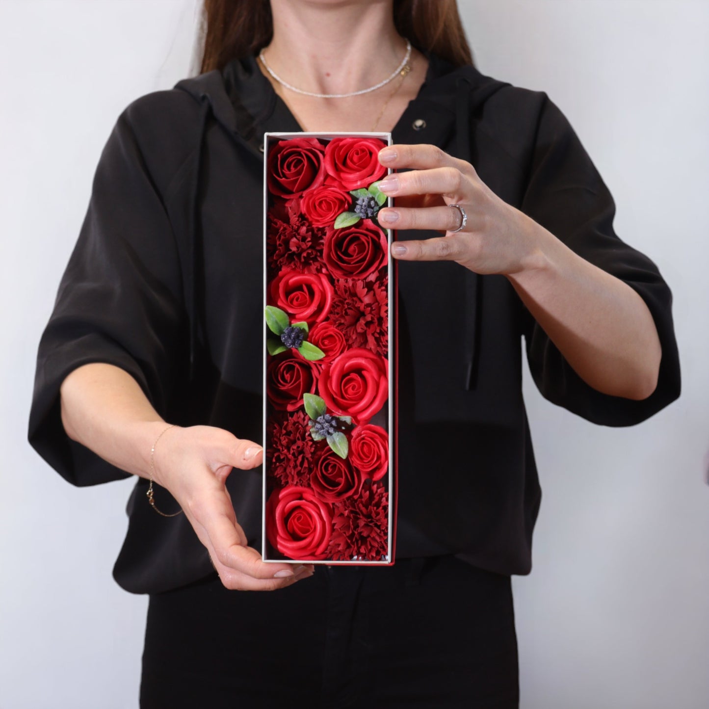 Long Soap Arrangement Box - Classic Red Roses