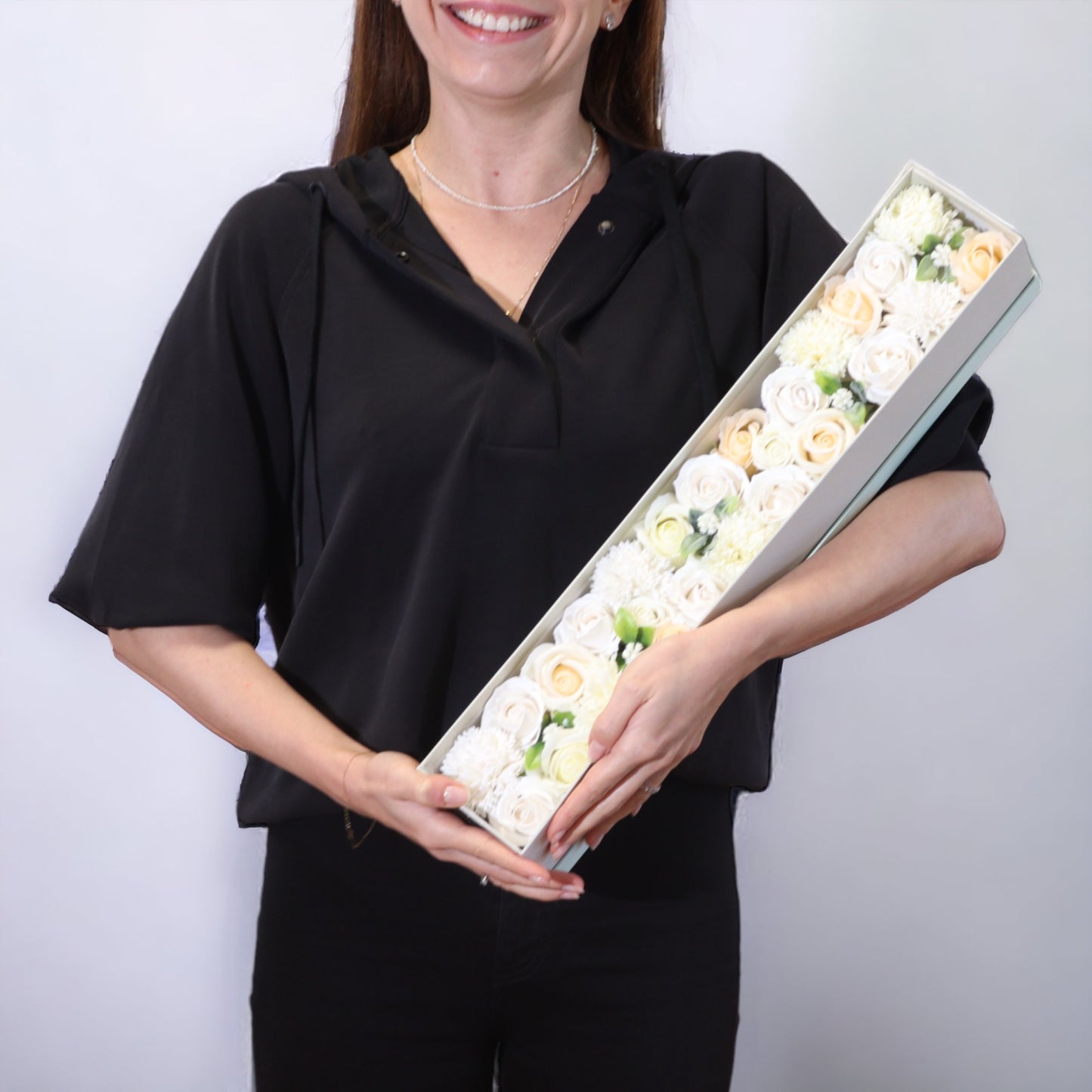 Extra Long Soap Arrangement Box - Wedding Blessings - White & Ivory