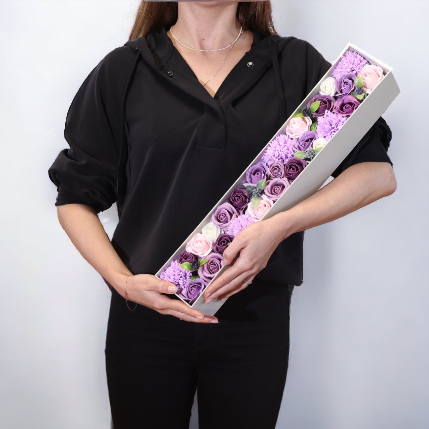 Extra Long Soap Arrangement Box - Lavender Rose & Carnation