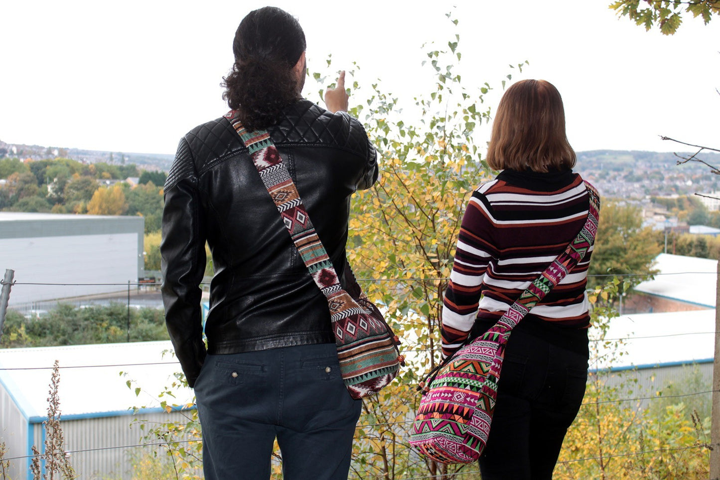 Jacquard Bag - Pink Student Sling Bag