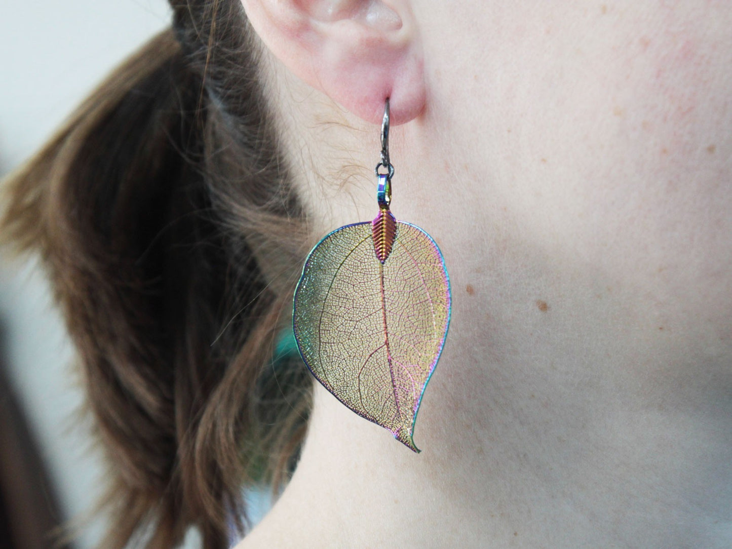 Necklace & Earring Set - Bravery Leaf - Pewter