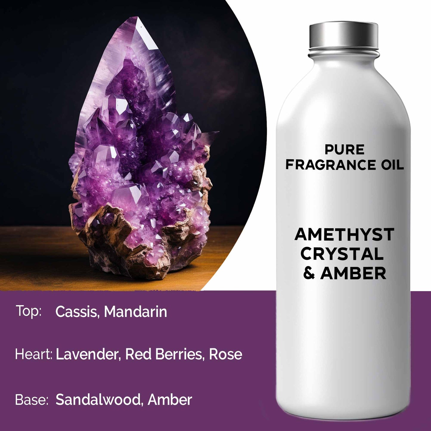 500ml (Pure) Fragrance Oil - Amethyst Crytal & Amber