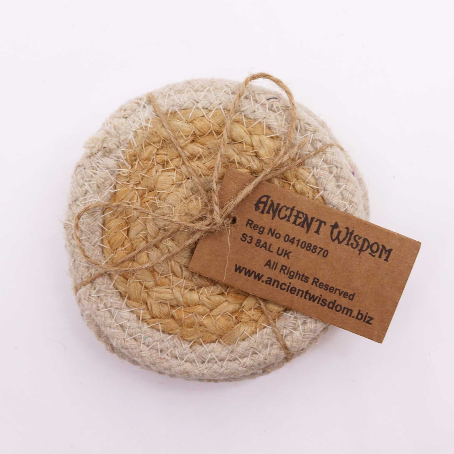 Natural Coaster - Jute & Cotton 10cm  (set of 4) - Ivory Boarder