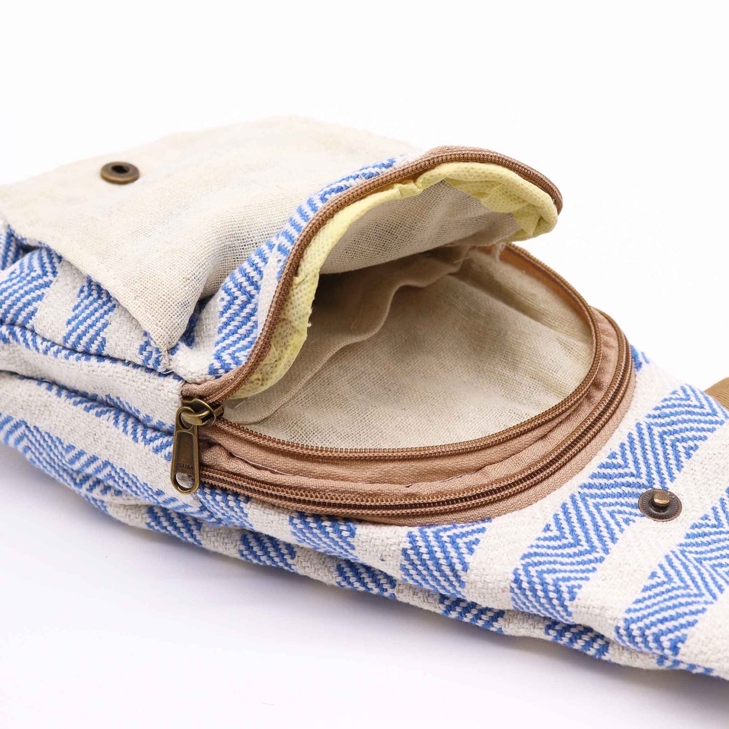 Body Cross Bag Natural Cotton - Blue & White