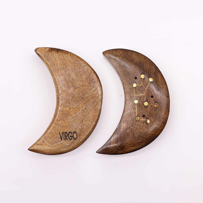 12 Pack Engraved and Brass Zodiac Sign Incense Burners - Moon