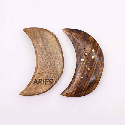 12 Pack Engraved and Brass Zodiac Sign Incense Burners - Moon