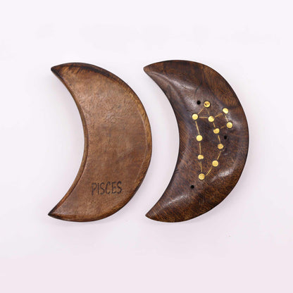 12 Pack Engraved and Brass Zodiac Sign Incense Burners - Moon