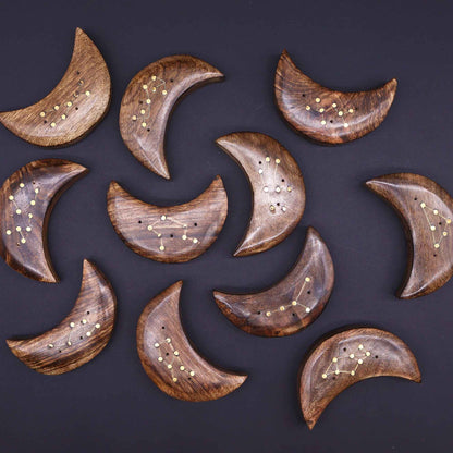 12 Pack Engraved and Brass Zodiac Sign Incense Burners - Moon