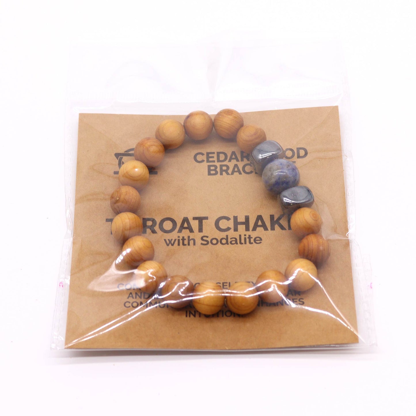 Cedarwood Throat Chakra Bangle with Sodalite