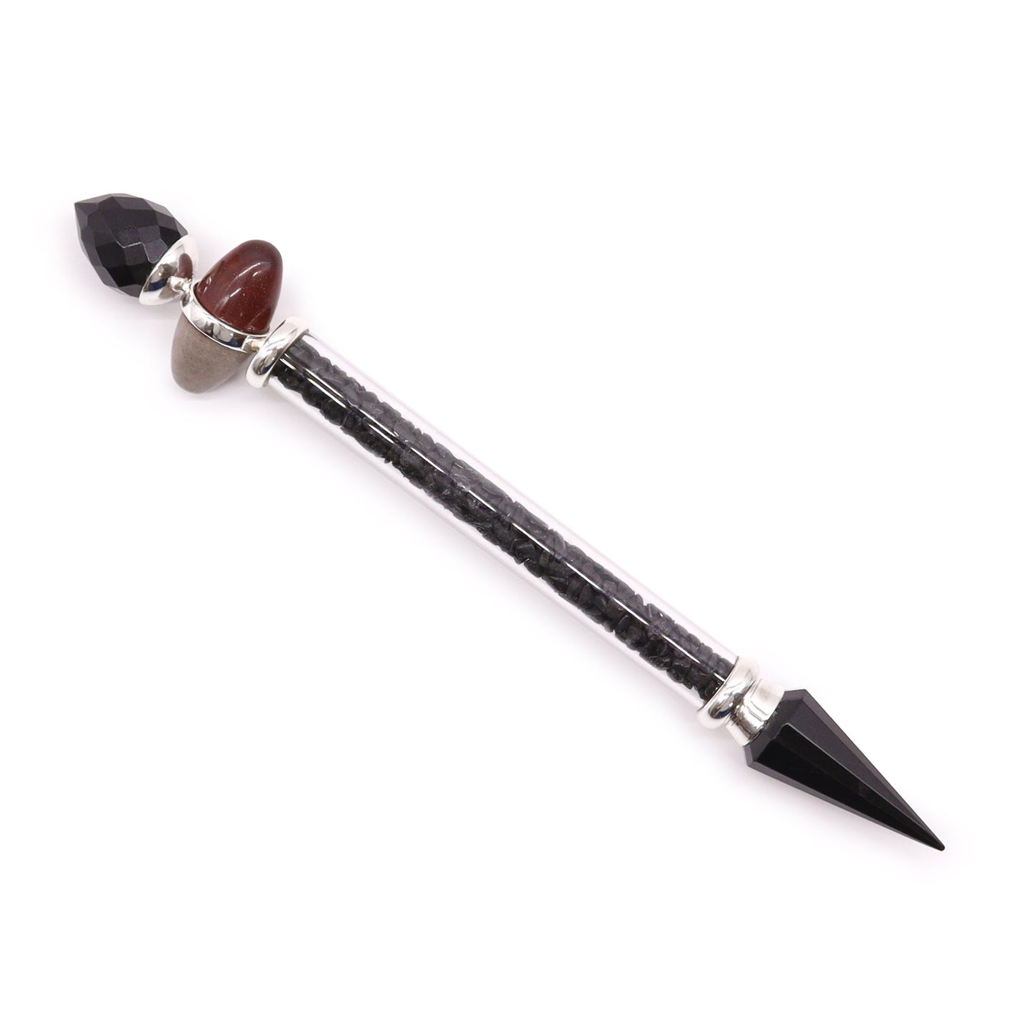 Shiva Lingam Magic Wand - Black Tourmaline & Agate - Protection