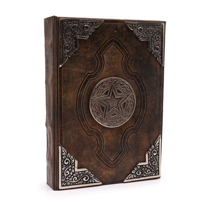 Heafty Brown Tan Book - Zinc Pentagon Decor - 200 Deckle Edges Pages