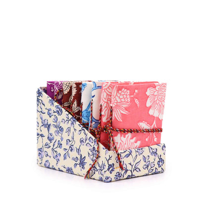 4 Pack Floral Print Cotton Bound Notebooks 7x10cm - Assorted