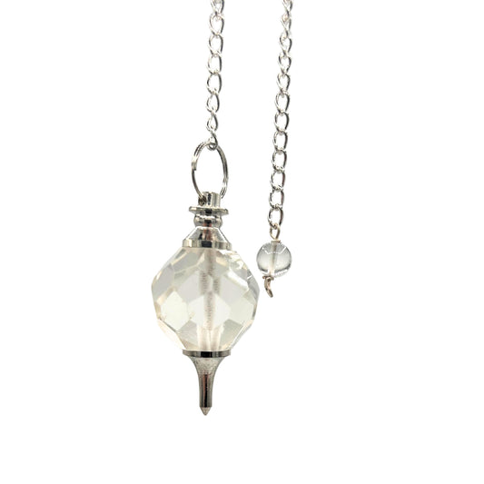 Faceted Gemstone Pendulum - Rock Quartz