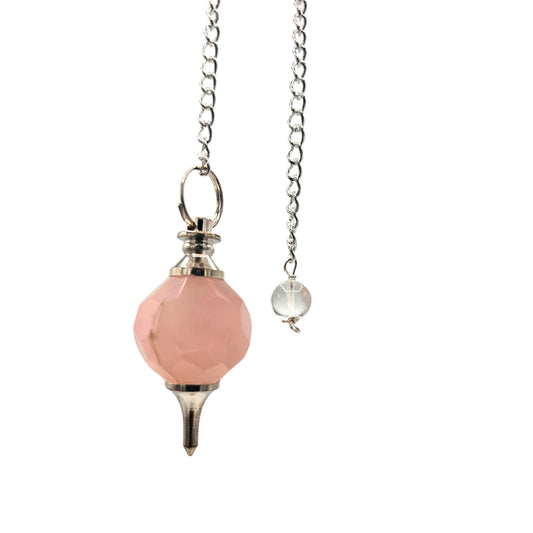 Faceted Gemstone Pendulum - Rose Quartz