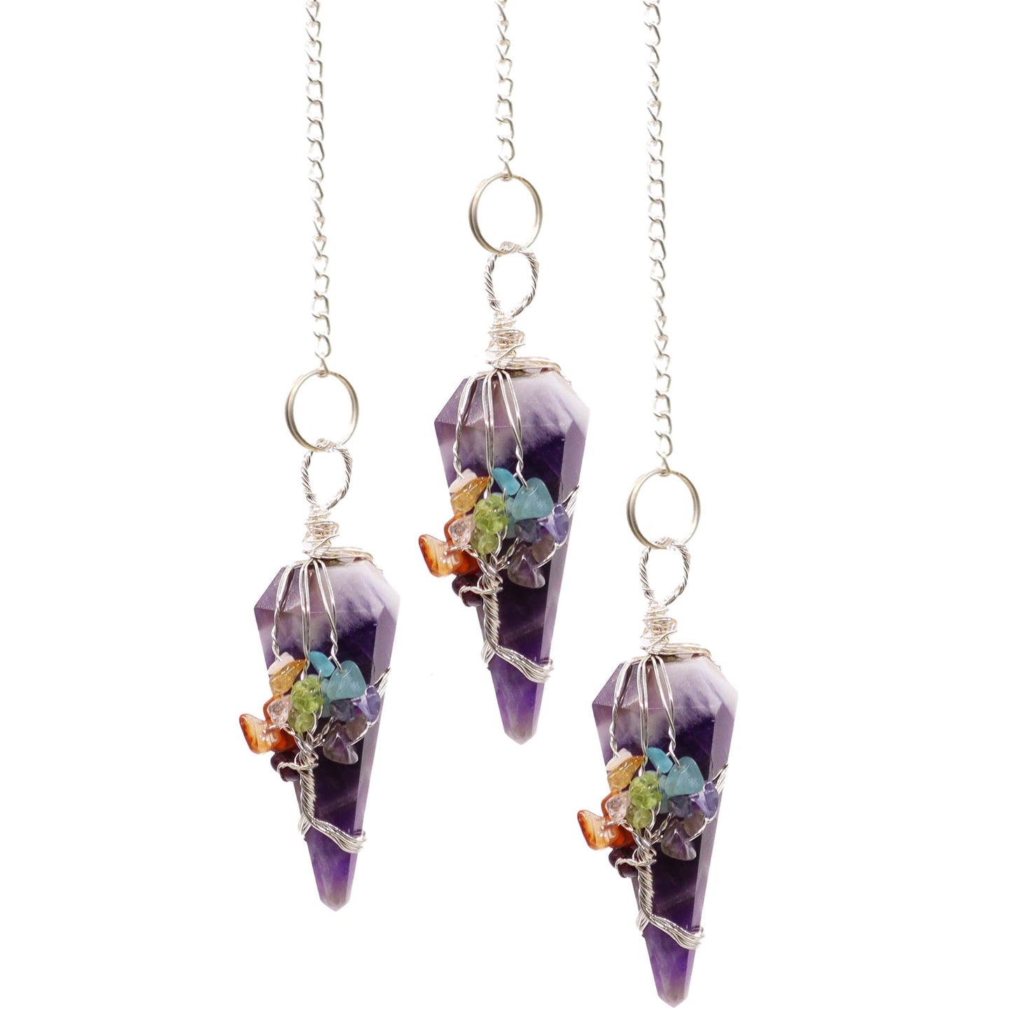 Crystal Pendulum - Seven Chakra - Amethyst