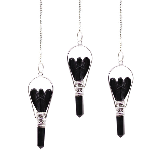 Angel Pendulum with Ring- Black Agate