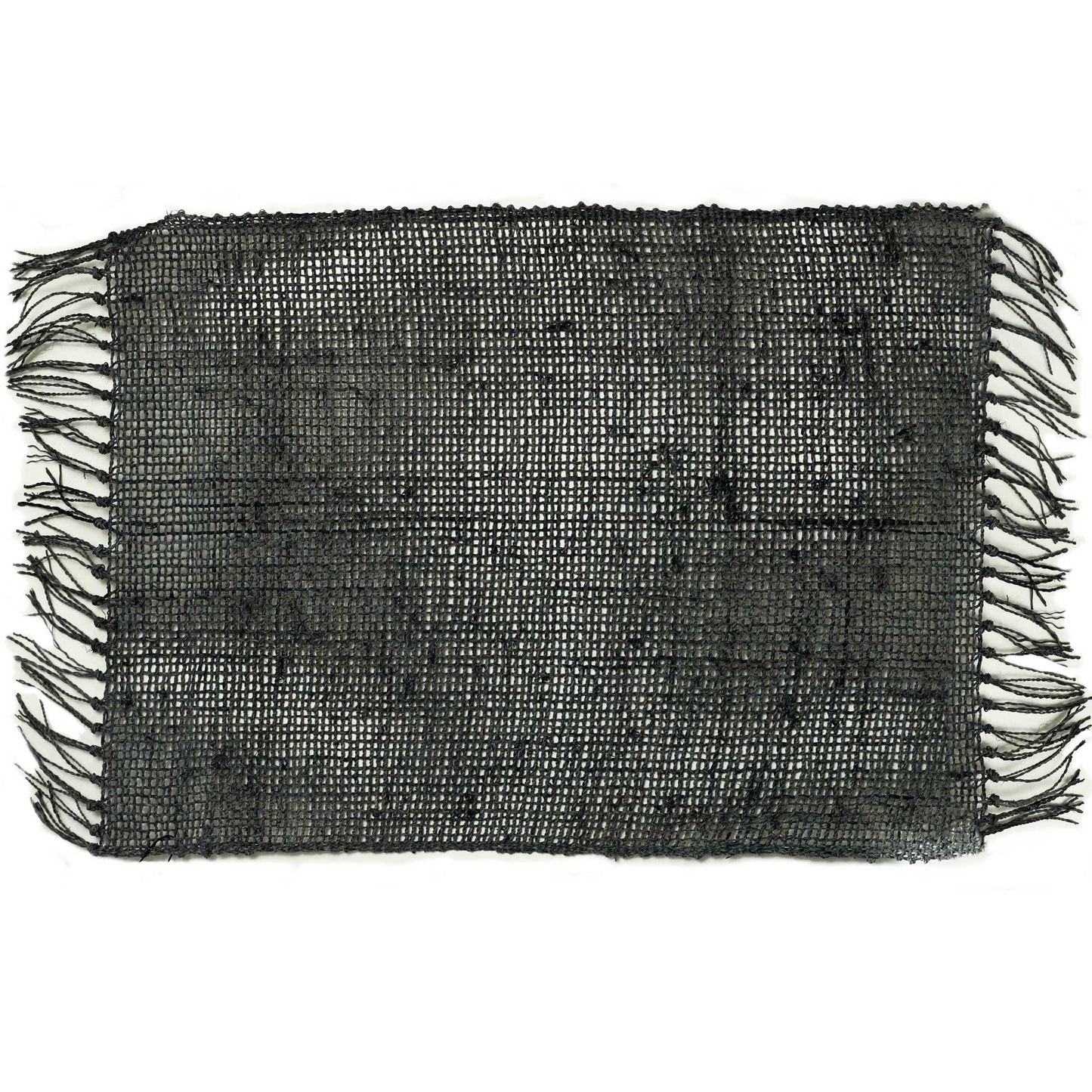 Seagrass Fringe Natural Placemat - Charcoal