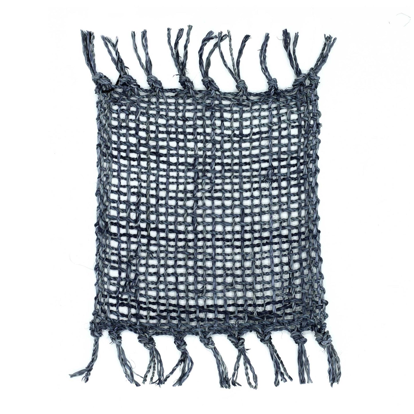 Set of 4 Seagrass Fringe Natural Coaster - Charcoal