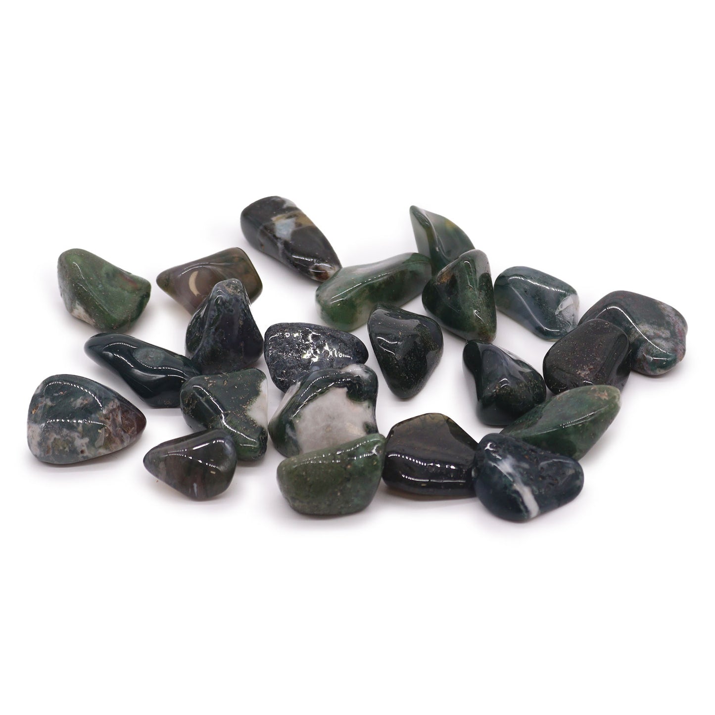 Pack of 24 L Tumble Stones - Green Moss Agate L