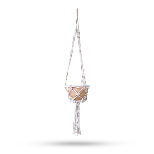 Macrame Hooped Pot Holder Small - Natural - 16cm Hoop