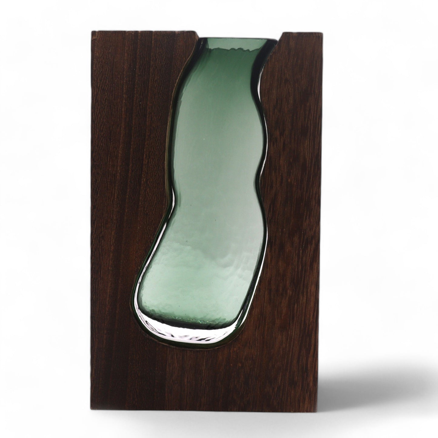 Glass Vase / Terarium inside Dark Tung Wood - 14.5x5x23cm