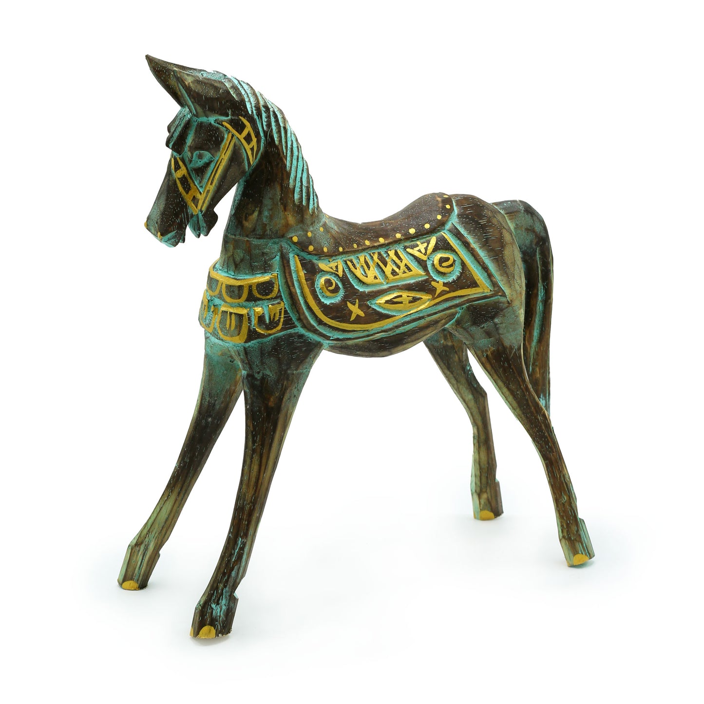 Medium Gold & Turquoise Horse 25 cm