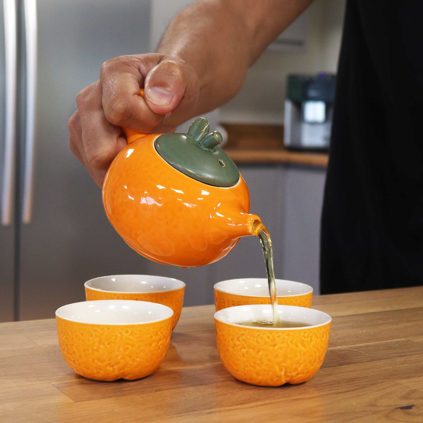 Herbal Orange Teapot Set - Pot & Four Cups