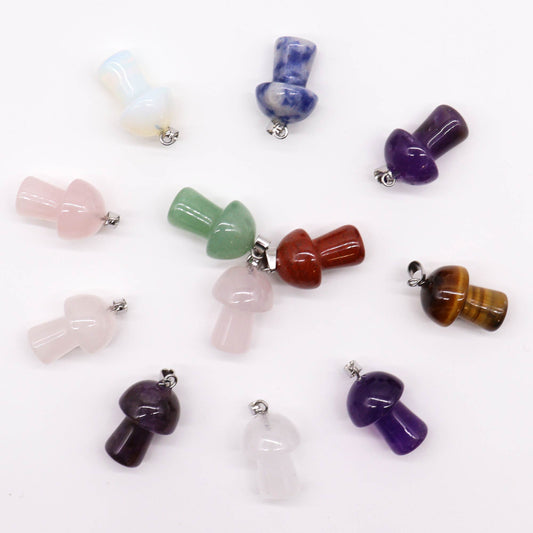 Gemstone Mushrooms Pendants (12 assorted)  20x15mm