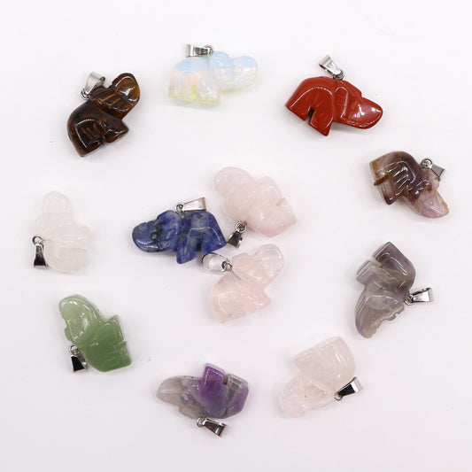 Gemstone Lucky Elephants Pendants (12 assorted)  25x15mm